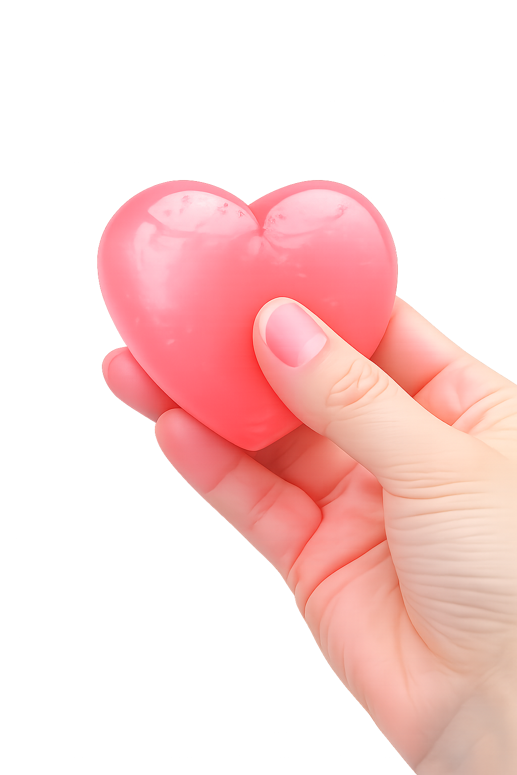 Hand holding the gentle Jellzy heart jelly cleanser